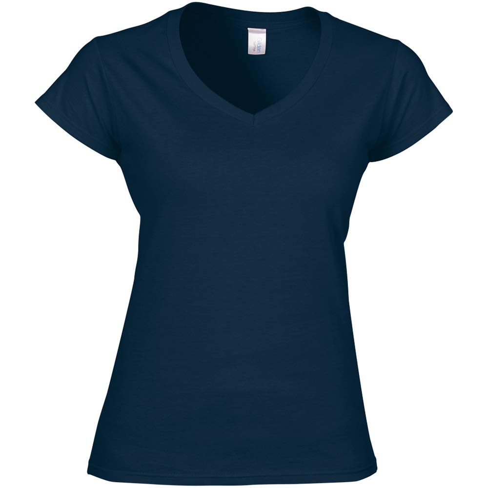 Gildan Ladies Soft Style Short Sleeve V-Neck T-Shirt (2XL) (Navy)