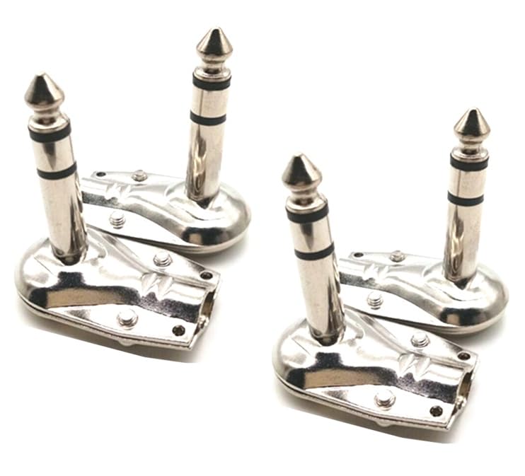 Pack of 4 Pieces 90 Degree 6.35mm 1/4 Inch TRS Stereo Audio Plug Connector, Nickel Plated 3 Pole Right Angle Jack for Headphone, Guitar & Audio Cable Repair-image-28