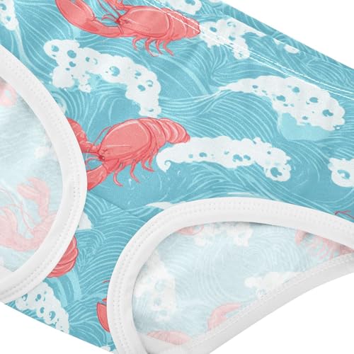 Wusikd Crabs Ocean Girls' Underwear Cotton Waves Girls Briefs Soft Toddler Underwear 2T4