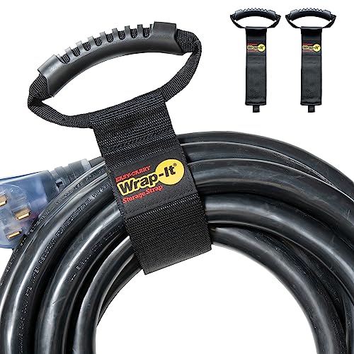 Easy-Carry Wrap-It Storage Straps - 22” (2-Pack) – Heavy-Duty Hook and Loop Cord Carrying Strap, Hanger, and Organizer with Handle for Pool Hoses, Garden Hoses, Cords, Cables and More by Wrap-It Storage - Used condition - US$13.87