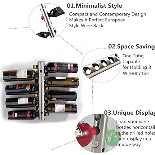 Cokritsm Wall Wine Rack, Stainless Steel Wine Rack Wall Mounted, 8 Bottles Wall-Mounted Wine Racks Wine Holder Wall Mounted, Liquor Bottle Display Shelf, Wall Wine Holder #TOP5