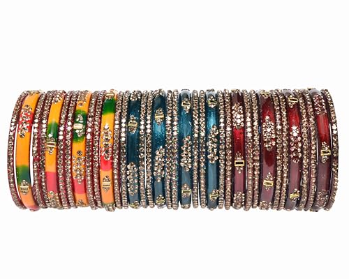 Image of Swara Creations Green Mehrun Red Glass Bangles Set for Women | Zirconwork Bangles | Glass bangles for festivals & occasions, Traditional glass bangles (SKU276)