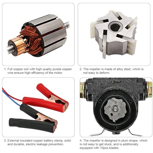 Dieselpumpe 12V 45L/min Heizölpumpe, 175W elektrische Kraftstoffpumpe selbstansaugende Ölabsaugpumpe für Traktoren LKW mit Vorfilter, Messingtüllen, Ersatzlüfterblätter, Dichtungsringe usw
