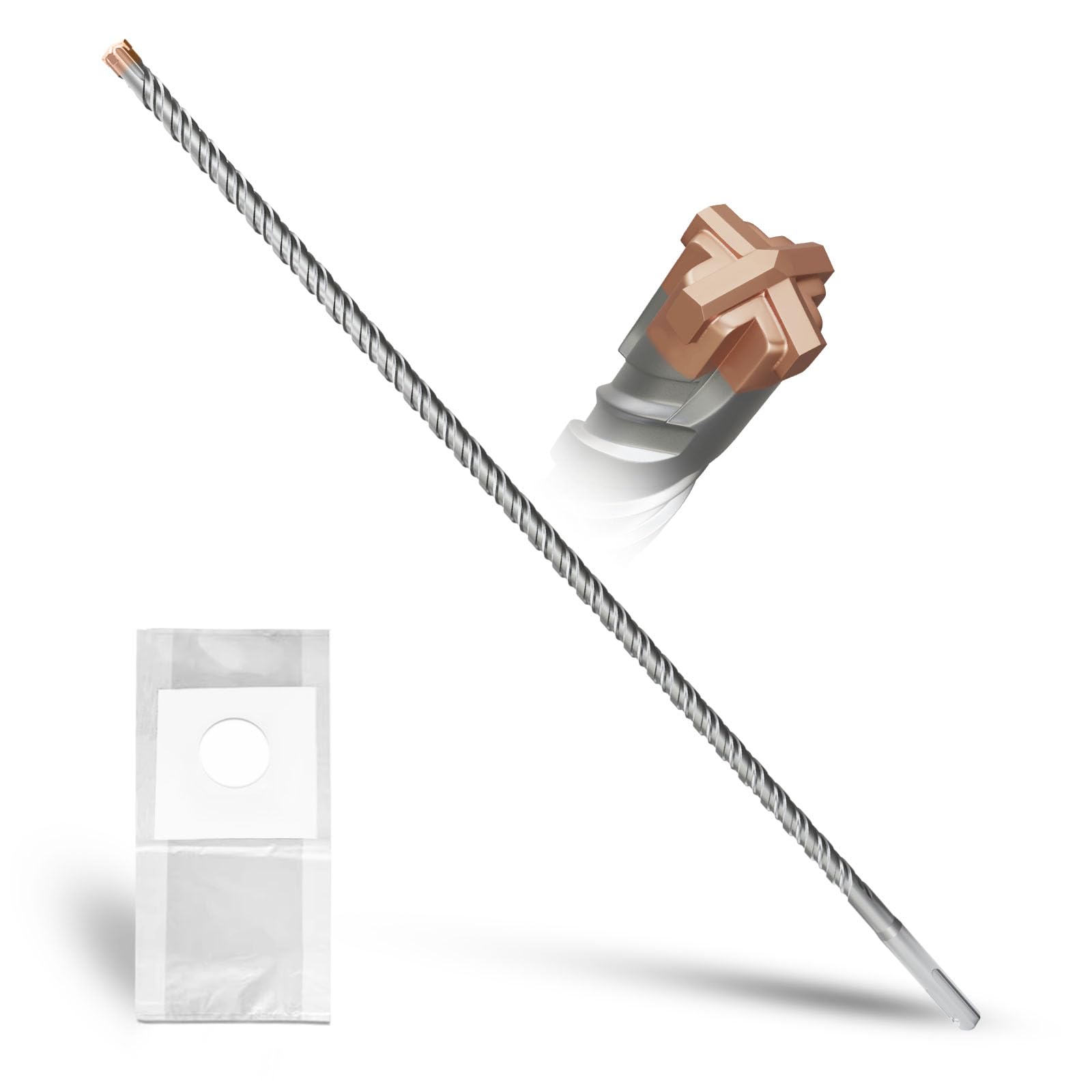 Punta per trapano SDS Plus 10mm x 460mm, 4 lame in metallo duro, testa rivestita, per cemento armato, pietra, calcestruzzo, muratura