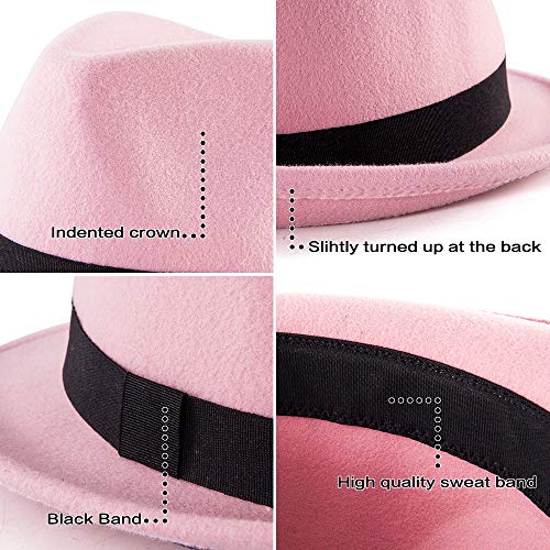 Image of LADYBRO Straw Trilby Fedora Hat for Men Women 1920s Wool Felt Panama 7 1 /4