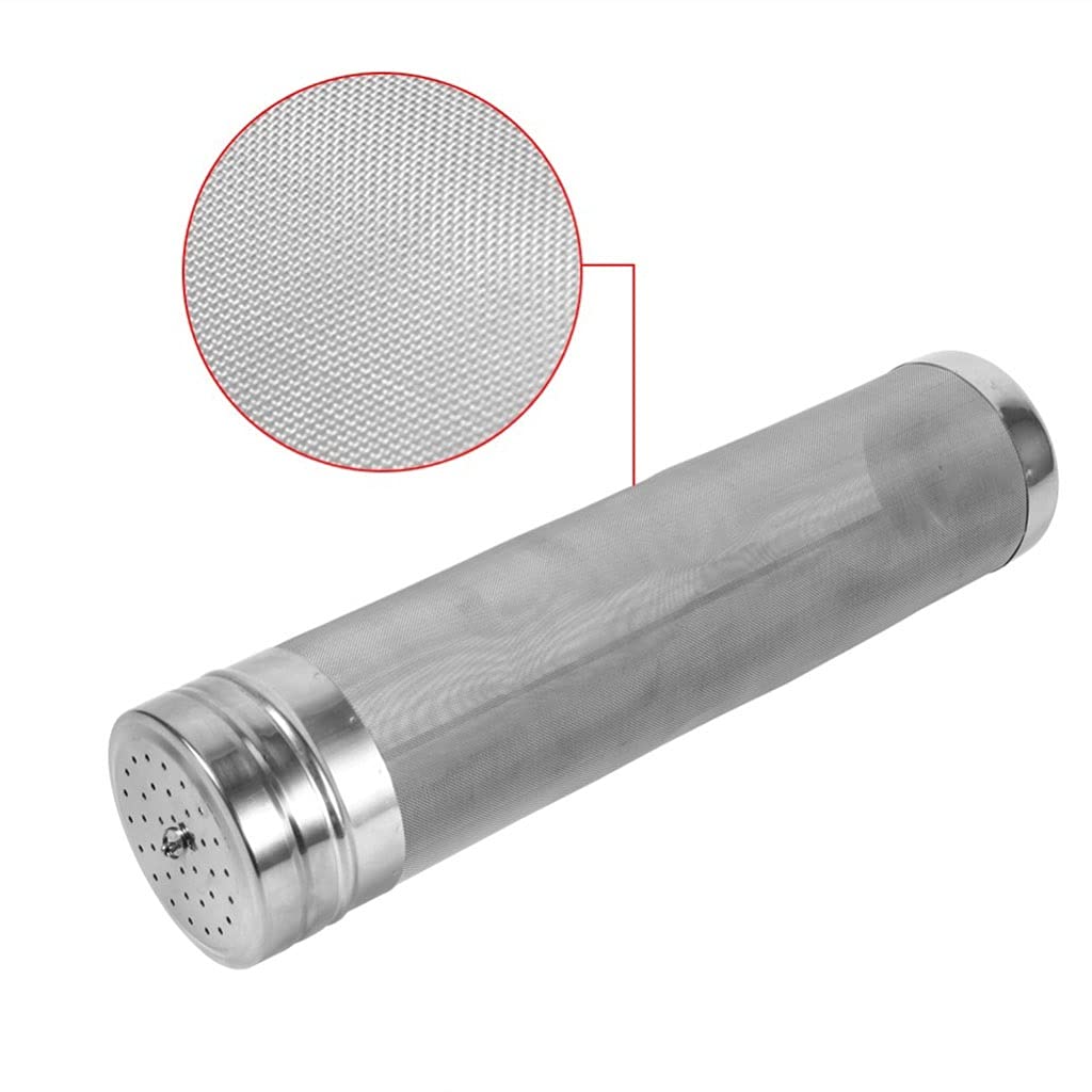 Filtro della conduttura, filtro della pompa dell'acqua, Filtro a maglie in acciaio inox for luppolo da 7x18/7x29cm, 300 micron, filtro for birra a maglie for homebrew, filtro a tramoggia asciutta for