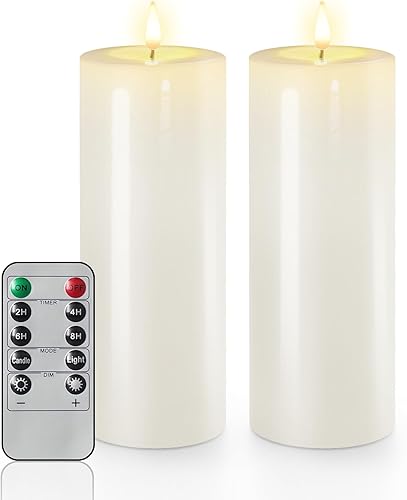 Velas grandes de 10 x 4 pulgadas para exteriores con temporizador, velas parpadeantes impermeables sin llama, funcionan con pilas con control