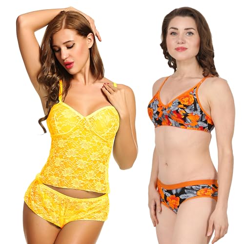 Image of Love Maker Babydoll Lingerie Bra Panty Set Undergarments for Women Honeymoon Nighties Small to 3XL