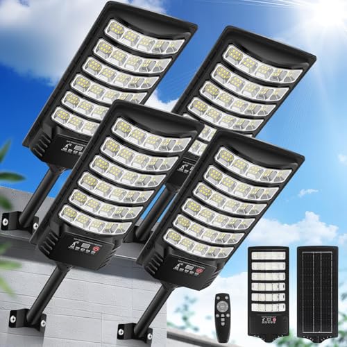 SENDALE Lampadaire Solaire Exterieur 4 Pièces,6500K Lumière Solaire Exterieur de Mouvement,IP66...