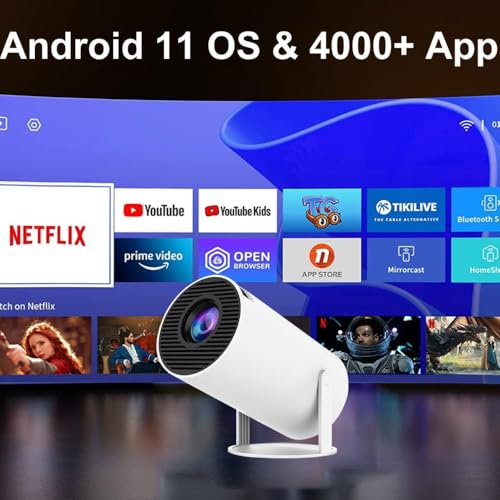 Mini Projetor Portátil HY300 PRO Android 11 Imagem 4K 1080p Full HD Conexão 5G WiFi 6 e Bluetooth 5.