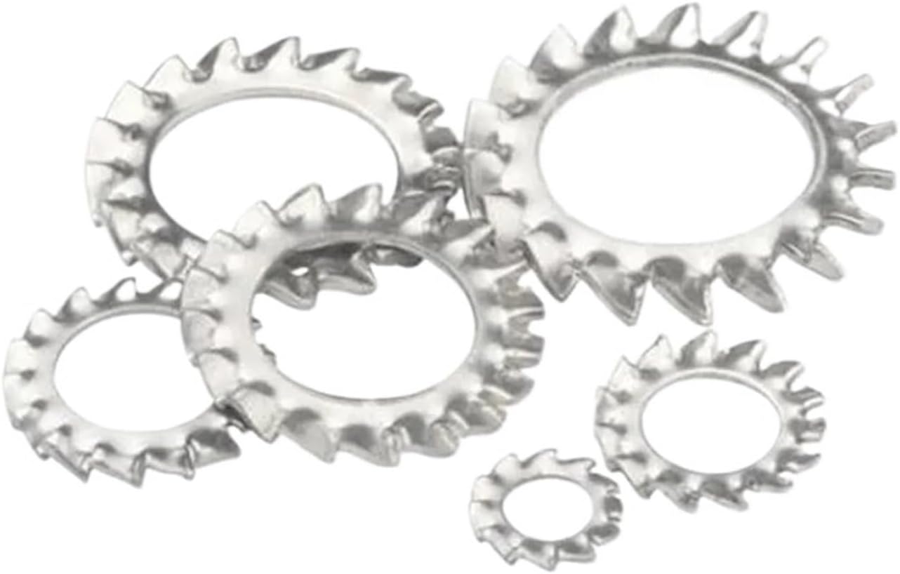 Serrated Tooth Gasket, 304 Stainless Steel External Toothed Serrated Lock Washer Gasket(M10)