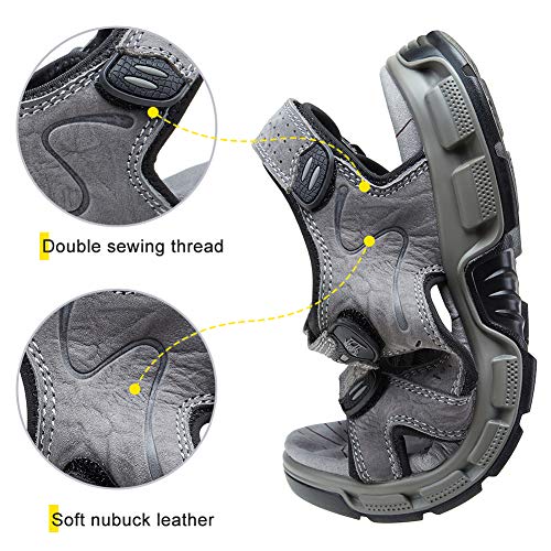 CAMEL CROWN Men's Leather Sandals Hiking Outdoor Water Beach Sports Mens Sandals for Summer with Open Toe Adjustable Straps