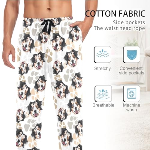 Men's Australian Shepherd Dog Pajama Pants Cotton Soft Comfy Sleep Lounge Pants Pjs Bottoms4