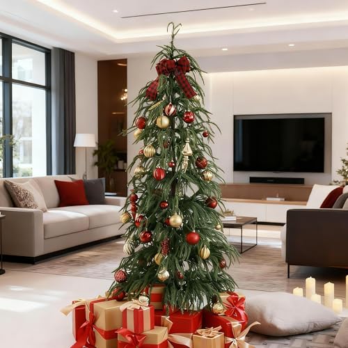 HipTree 5ft Real Touch Norfolk Prelit Christmas Tree Decorations with 100 UL Listed Warm White...