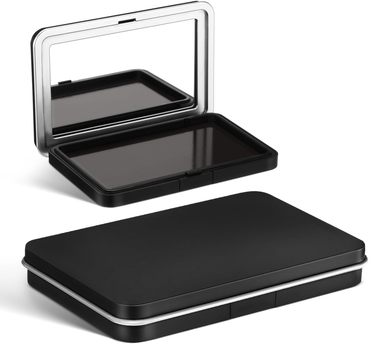 Healeved 2Pcs Empty Eyeshadow Palette with Mirror Travel Makeup Box Pressed Powder Pallet Cosmetic Case, 4.33X2.75X0.59In, Compact Eye Shadow Containers for Blush and Pressed Powder