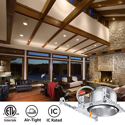 Torchstar 8-Pack 6 Inch Shallow New Construction Recessed Housing, Ic Rated & Air Tight Ceiling Led Downlight Can With J-Box, Etl Listed Slim/Narrow New Construction Housing, Tp24 Connector #TOP2