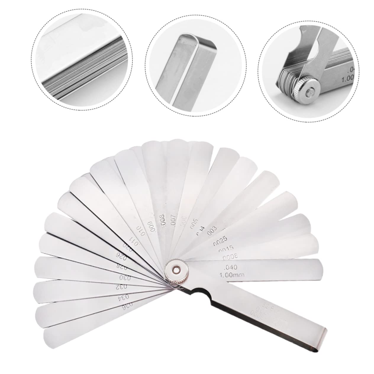 PRETYZOOM 2pcs Stainless Steel 32 Blades Feeler Gauge Mil Thickness Gauge Precision Measuring Gap Tool Ruler