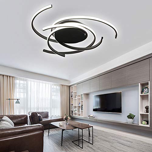 Plafonnier LED moderne noir de 21 pouces avec télécommande pour chambre