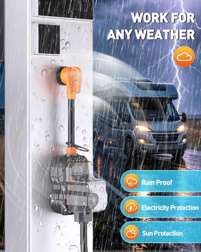 Image of GEARGO 3rd-Gen 30 Amp RV Surge Protector with LED Display, 2026 Upgraded High-Energy Protection, IP68 Waterproof Cover + Temperature Control, Circuit Analyzer for Campers, Travel Trailers