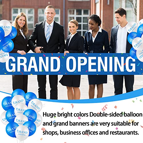 Charniol 30 Pcs Grand Opening Banner Decorations Kit 1.5 x 9.8 Ft Grand Opening Banner 12 Inch Balloons Decor for Business Shop Business Restaurant Events Inaugurations Ceremonies(Blue, White) by Charniol - Used condition - Image 4