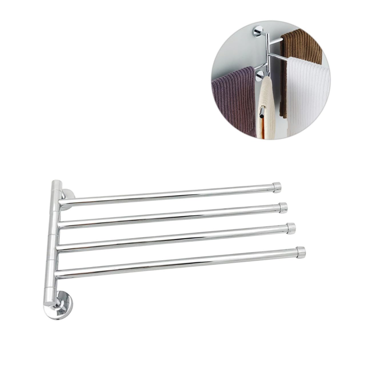 Portasciugamani Girevole in Acciaio Inox, 1 Pezzo, Argento | Resistente alla Ruggine, Salvaspazio, per Bagno e Cucina, Design Semplice Lega di Zinco