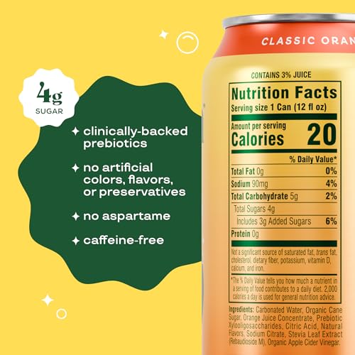 Image of Bloom Pop Prebiotic Soda, Gut Health Support, Classic Orange, 12 Pack | Classic orange flavor with clinically backed prebiotics for gut health, metabolism support and soda satisfaction.