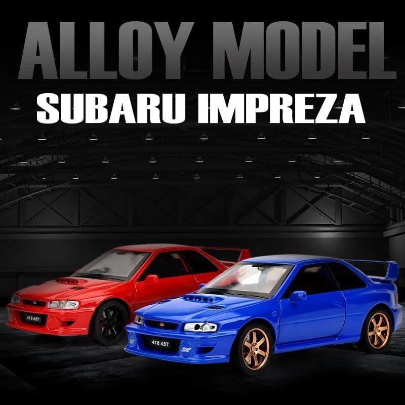 Image of 1 /32 Subaru Impreza WRX STI Diecast Model Car Pull Back Toy with Sound & Light Collectible Car for Kids Boys Girls & Adults (Red)