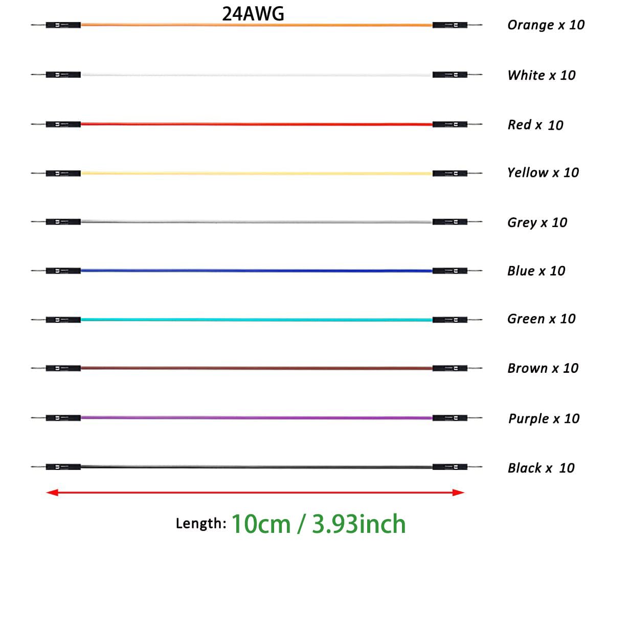 GTIWUNG 100Pezzi Cavi di Breadboard Senza Saldature Flessibile Cavo Ponticello 1p a 1p Maschio a Maschio,Elettronica Cavi Pin Singolo Arduino, Flexible Jumper Cavetti Wire Cables 10CM 10 Colori
