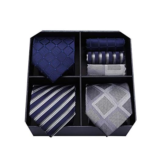 HISDERN Lotto 3 PCS Classico Elegante Seta da uomo Tie Set Cravatta & Pocket Square-Set multipli