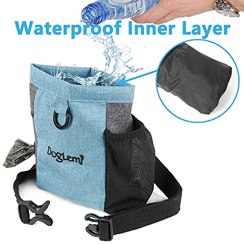 TANGN Leckerlibeutel Futterbeutel für Hunde Magnetverschluss, Hunde Leckerlitasche mit Einstellbar Bund & Kotasche Öffnung, Wasserfest Futtertasche leckerli Beutel für Hundetraining Ausbildung (Blau)