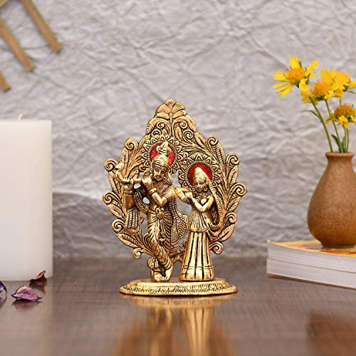Image of Amazon Brand - Umi Gold Plated Metal Radha Krishna Statue - Radha Krishan Idol Showpiece Figurine for Home Office Temple Pooja Decor Gift (Set of 1)