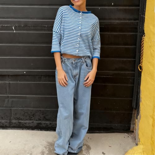 Image of Women Knitted Crop Cardigan Shirt Short Sleeve Button Down Ribbed Knit Crop Top Y2k Girls Outwear Top Tee Shirt