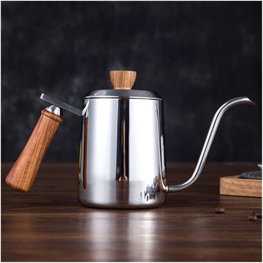 Coffee Press 350ml 550ml Stainless Steel Drip Kettle Coffee Kettle Long Neck Drip Coffee Tea Pot Milk Frothing Jug with Wooden Handle Pots(350ml)