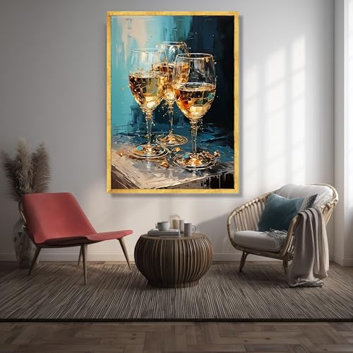 Tableau verre à vin blanc prêt à accrocher déco murale bar - 4