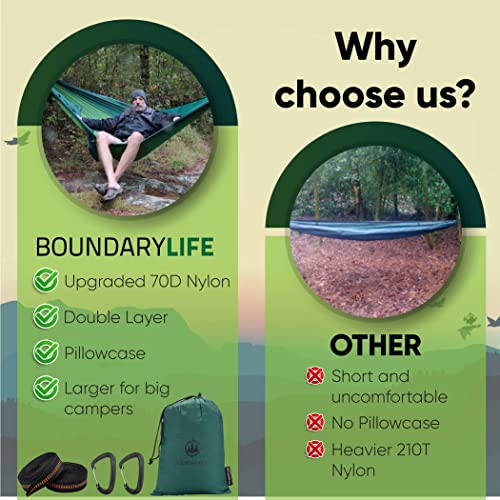 Camping-Hammock-with-Straps-Double-Tree-Hammock-Dual-Layer-for-Sleeping-pad-and-Integrated-Pillowcase-with-Adjustable-Straps-Green
