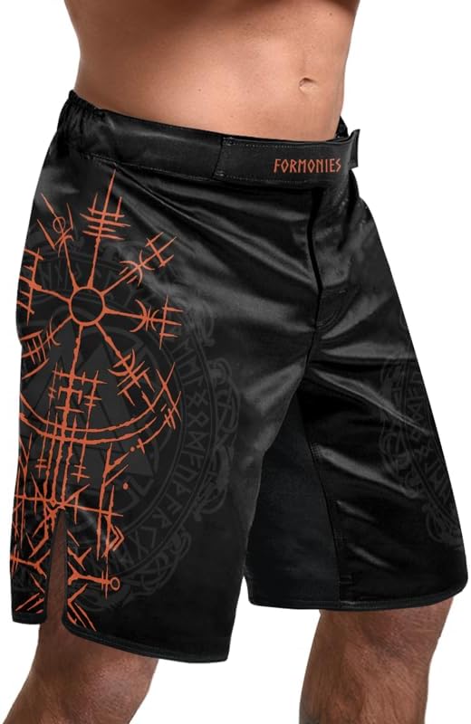 Viking Men's Fight Short MMA BJJ Training No Gi Grappling Shorts Trunks Fight Wear with Drawstring