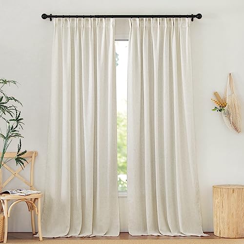 Nicetown NTUSPBR38SD25284C34 Thick Linen Curtains For Living Room 2 Panels Set, Back Tab/Rod Pocket With Pleat Tape Privacy Added With Light Filtering Window Treatments thumb #1