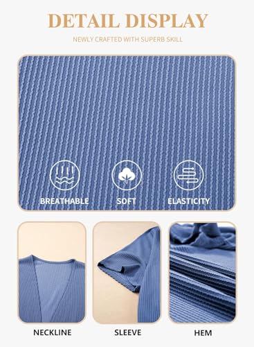 Image of Eytino Women Plus Size Lightweight Cardigan Half Sleeve Ribbed Knit Kimono Cardigans Tops(1X-5X)