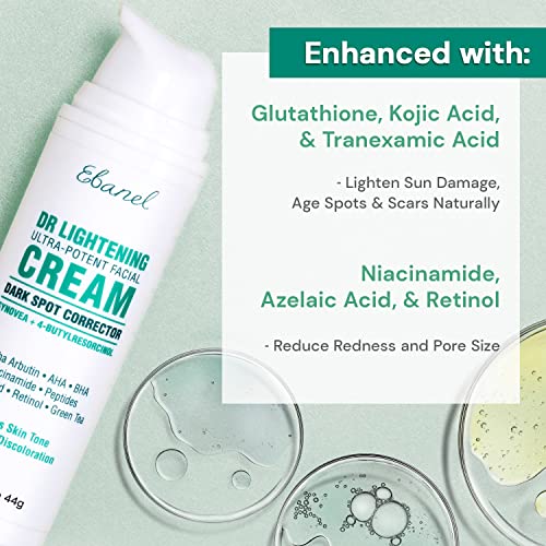 Ebanel Dark Spot Remover For Face Peel Skin Brightening Cream Melasma Hyperpigmentation Treatment Sun Spot Age Spot Freckle Remover Fade Cream, Synovea, 4-Butylresorcinol, Niacinamide, Glutathione #TOP4