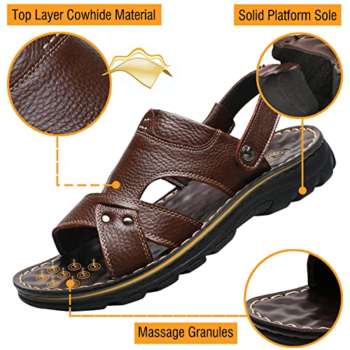 Mens Leather Sandals, Open Toe Beach Sandal, Summer Outdoor Hiking Walking Men's Casual Sandals4