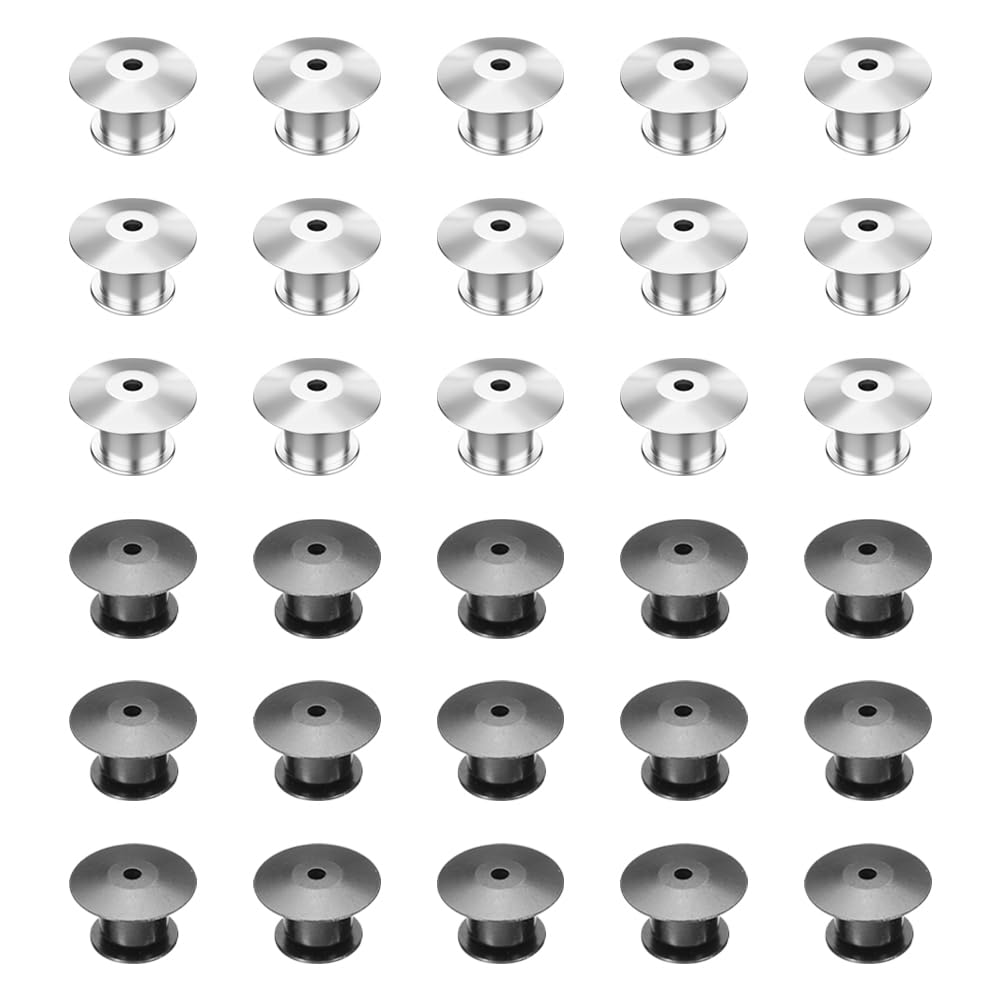 TRKETK 30 Pcs Locking Pin Keepers Backs Metal Pin Backs Keepers Locking Clasp Metal Pin Locks Replacement Pin Backs Clasps for Jewelry Brooches Badge Name Tags Crafts DIY(2 Colors)