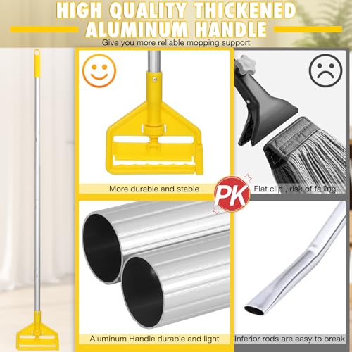 Commercial Mop Heavy Duty Industrial Cotton Mop with Long Handle,Looped-End String Wet Mops for Home,Garage,Office, Workshop, Warehouse Floor Cleaning - Image 4