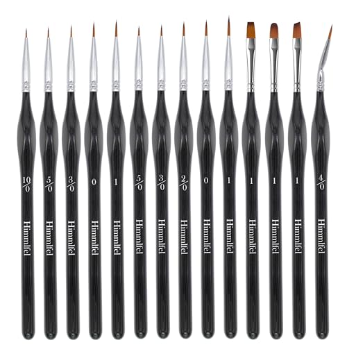 Himmlfel Detailing Paint Bruhes 14 Fine Paint Brushes for Watercolour Acrylic Oil Painting Miniature Paintbrushes for Warhammer Citadel Fine Detailing Miniature Model Paint by Number