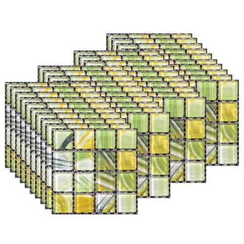 EasyLife 40pcs Stickers de carrelage mural, 10x10cm autocollant étanche et auto-adhésif, pour la décoration intérieure(Set6)