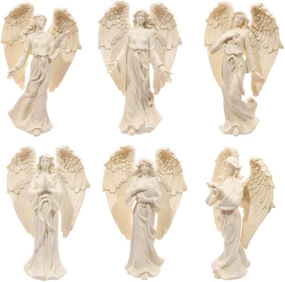 Large Ceramic Angel Figurine Caring Angel in White