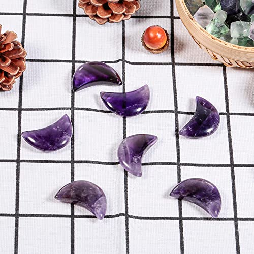 mookaitedecor Set of 5 Amethyst Moon Shape Palm Worry Stones for Anxiety and Jewellery Making Stone Pendant for DIY Necklace Reiki Chakra Healing Crystals Semi Precious Stones for Home Decor - Image 4