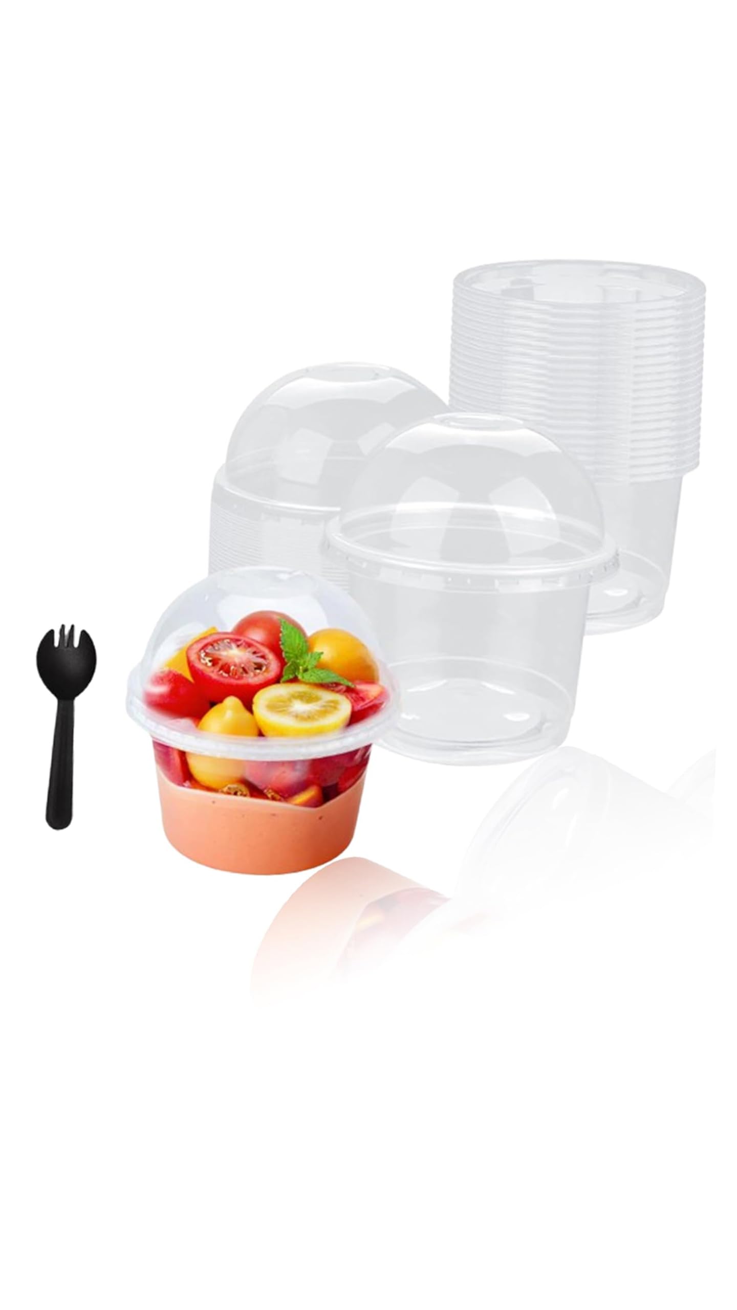 Sweet seven 50 Pcs 8oz Clear Plastic Cups with Dome Lids - Disposable Parfait Dessert Cups with Sporks - Ideal for Dessert, Salad, and Fruit
