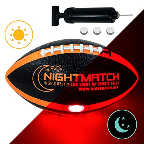 NIGHTMATCH Light Up Football - Black Edition - INCL Ball Pump and Spare