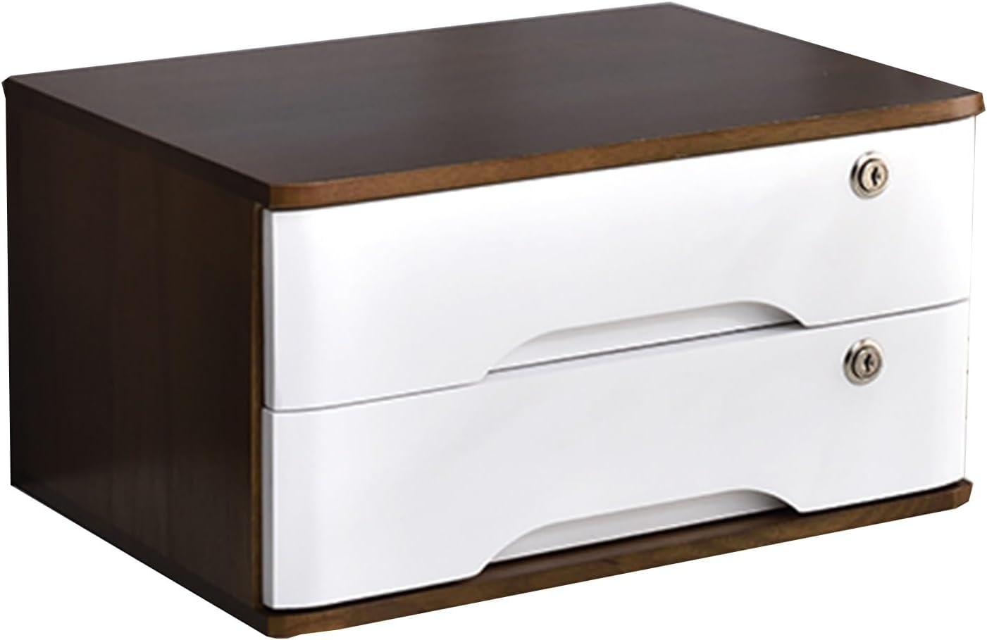 MYUYEE Wooden 2 Drawer Locking File Cabinet For Home Office Medium Size Secure Wood Filing Cabinet (E-Medium)