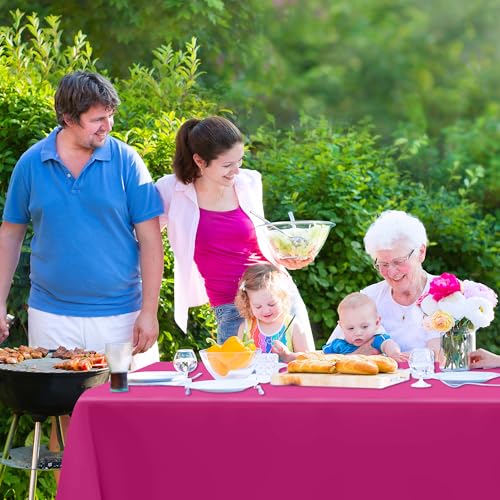 Image of 12 PCS Rose Red Disposable Tablecloth, Rectangle Plastic Table Cover, Elegant Smooth Table Cloth, 54 X 108 IN Hot Red Disposable Tablecloth for Birthday Parties, Weddings, Picnics, and Outdoor Events